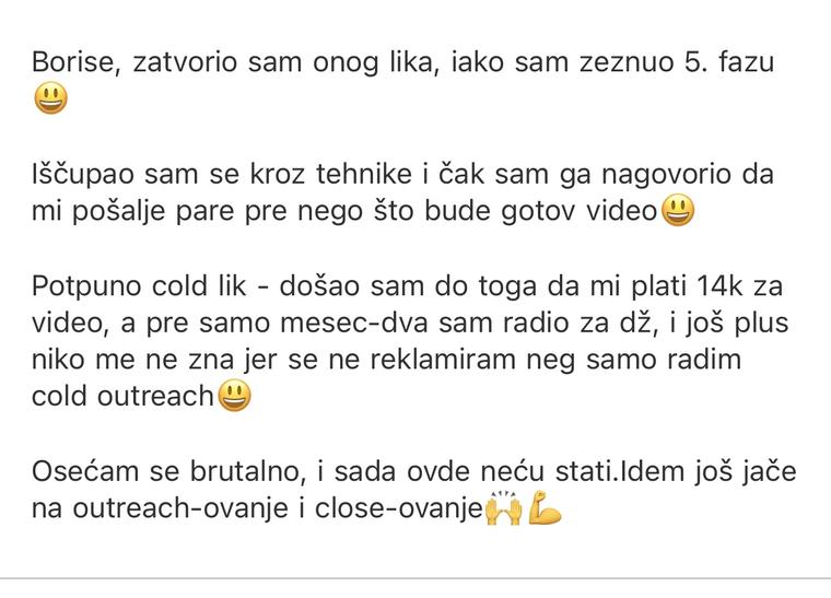 Utisak: Potpuno hladan kontakt → 14k za jedan video