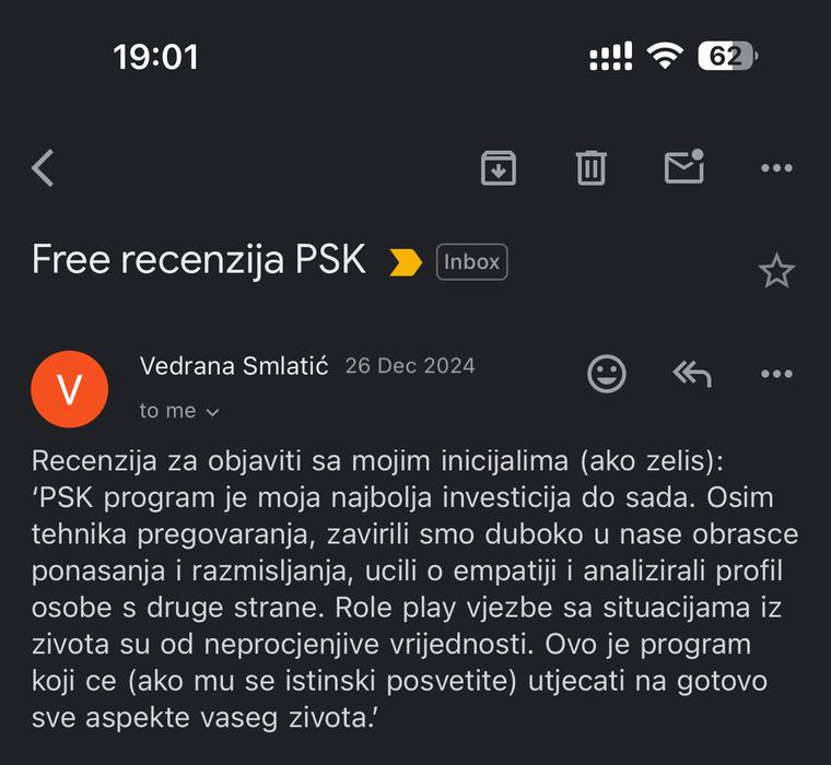 Utisak: „Moja najbolja investicija do sada“